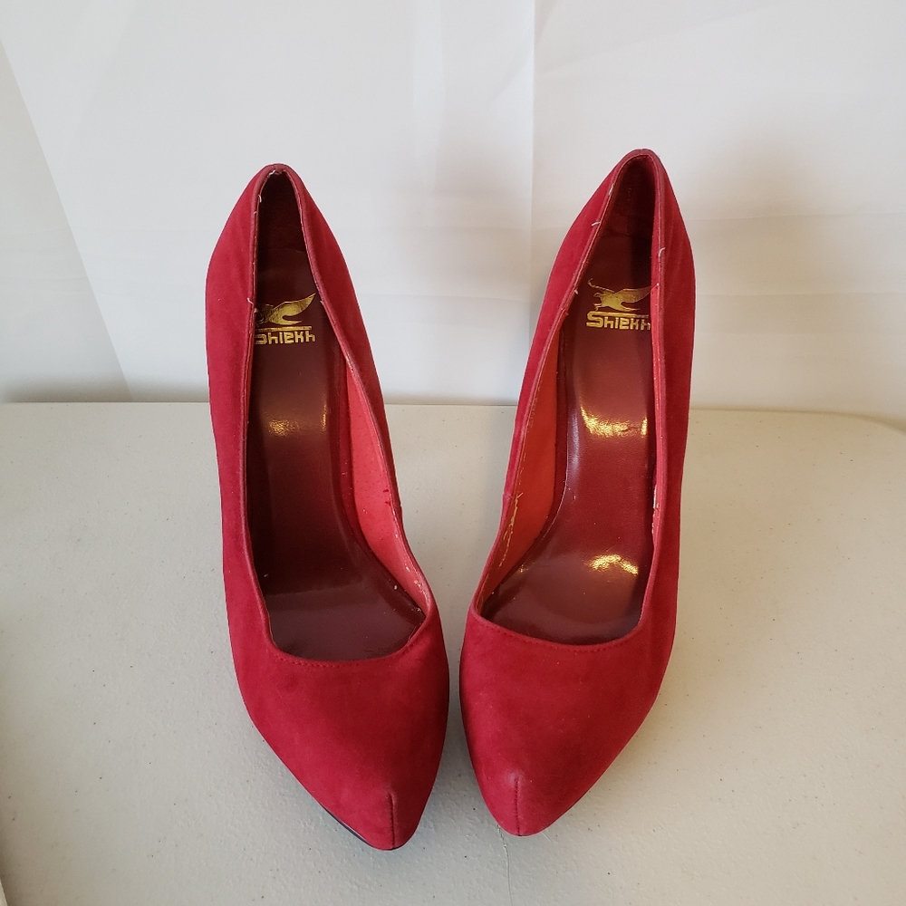 Shiekk 5" Heels Faux‎ Red Size 8